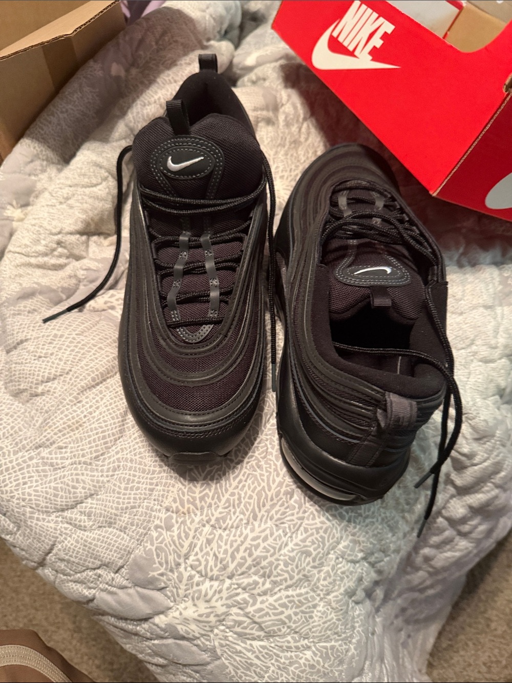 Nike Black Air Max 97 Sneakers with White Swoosh - Picture 5 of 6